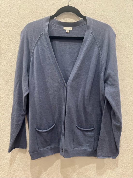 J. Jill Sweaters - J.Jill Cardigan Sweater Womens M Blue Wool Cashmere Cotton Button Coastal